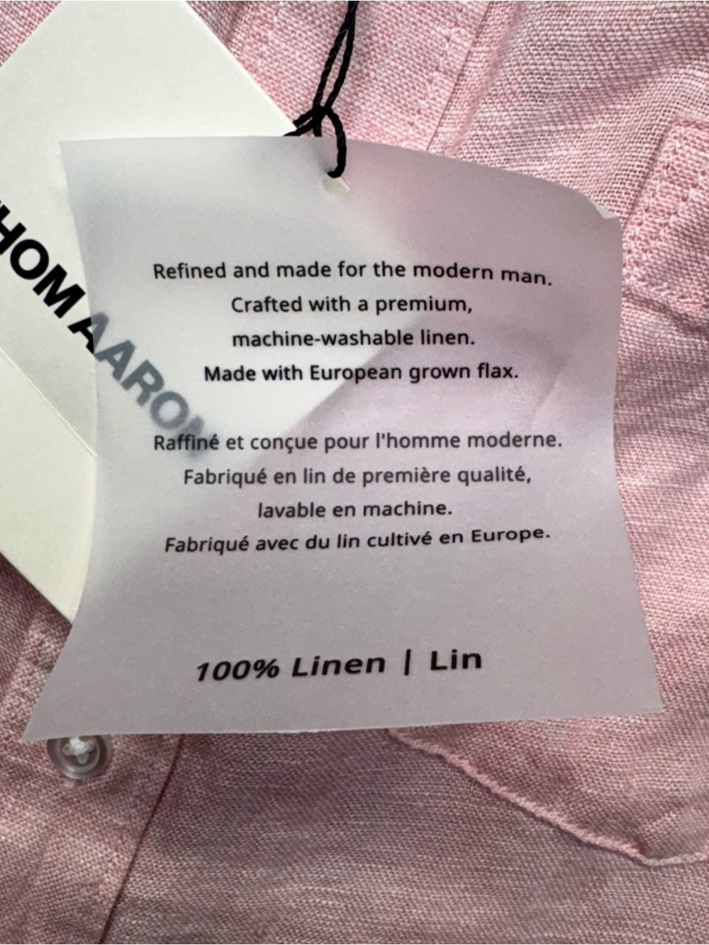 Thom Aaron Shirt Mens L Pink 100% Linen Short Sleeve Button Up Beach NEW - Picture 4 of 7
